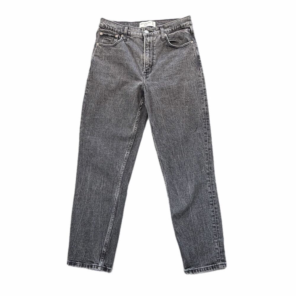 Abercrombie & Fitch Black Mom High Rise Classic Everyday Simple Chic Denim Jeans